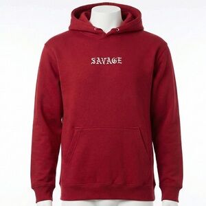 Eighty Eight Savage Hoodie Red‎ Gothic Spellout Sweatshirt Pullover Men's Medium